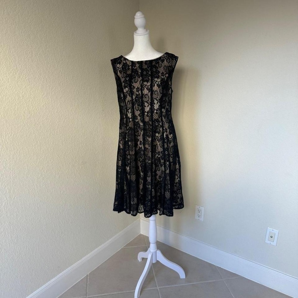 Level‎ Eight Plus Knee Length Dress Size 14W Black Lace 90s Grunge Romantic Goth